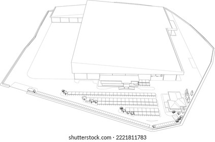 3D illustration of industrial building