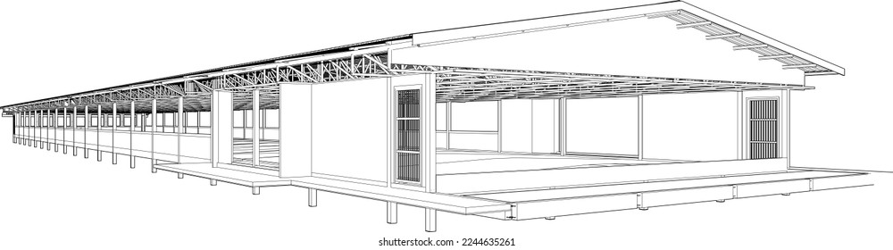 3D illustration of industrial building