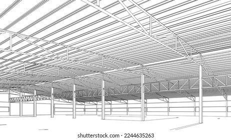 Ilustración 3D de la construcción industrial