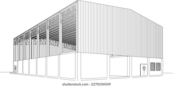 3D illustration of industrial building