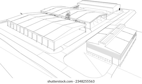 3D-Illustration des Industriegebäudes