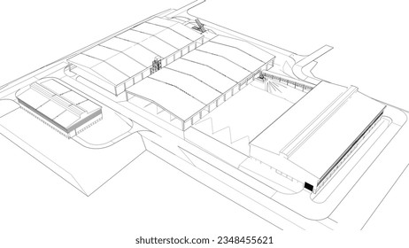 3D illustration of industrial building