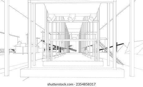 3D illustration of industrial building