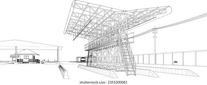 3D illustration of industrial building