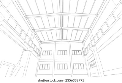 3D illustration of industrial building