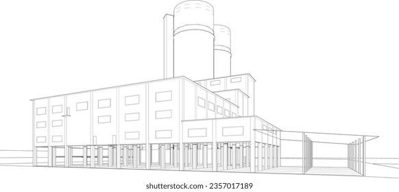 3D illustration of industrial building