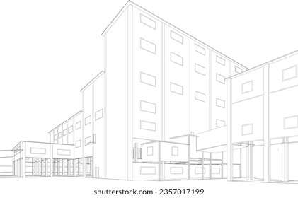 3D illustration of industrial building