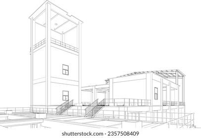 3D illustration of industrial building