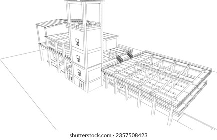3D illustration of industrial building