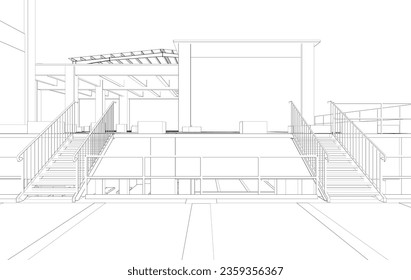 3D illustration of industrial building