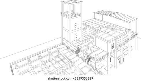 3D illustration of industrial building