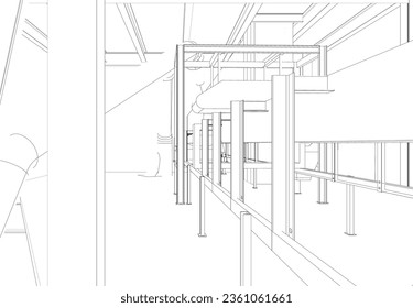 3D illustration of industrial building