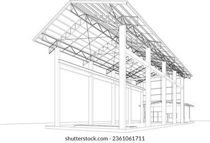 3D illustration of industrial building