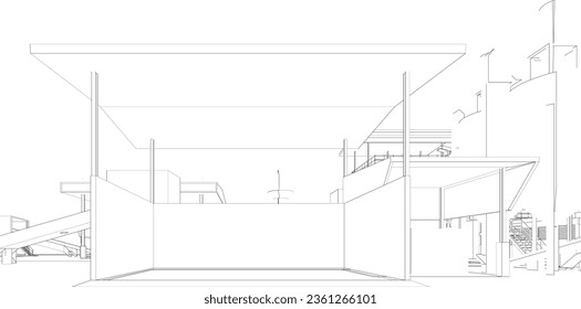 3D illustration of industrial building