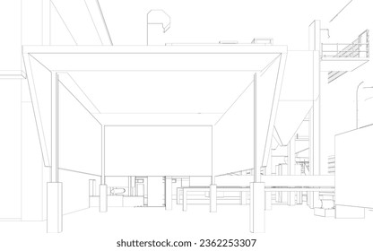 3D illustration of industrial building