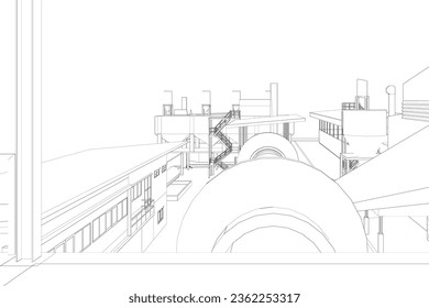3D illustration of industrial building