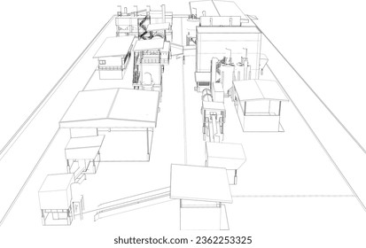 3D illustration of industrial building