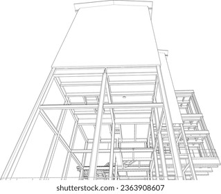 3D illustration of industrial building