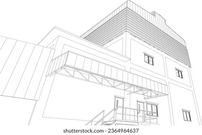 3D illustration of industrial building