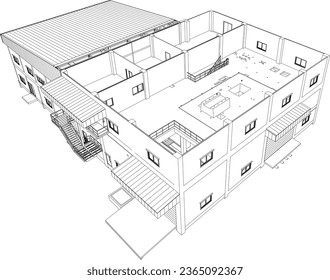3D illustration of industrial building
