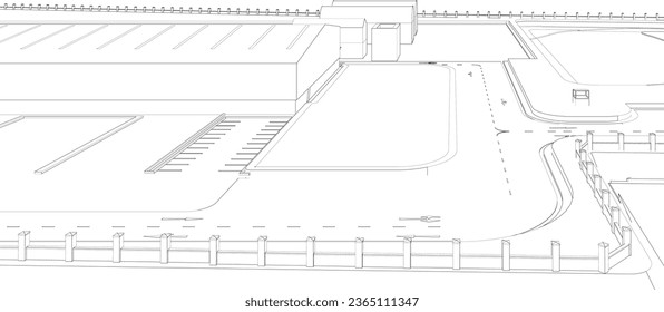 3D illustration of industrial building