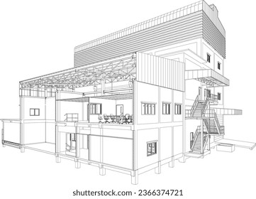 3D illustration of industrial building