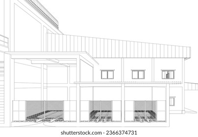 3D illustration of industrial building