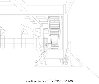 3D-Illustration des Industriegebäudes