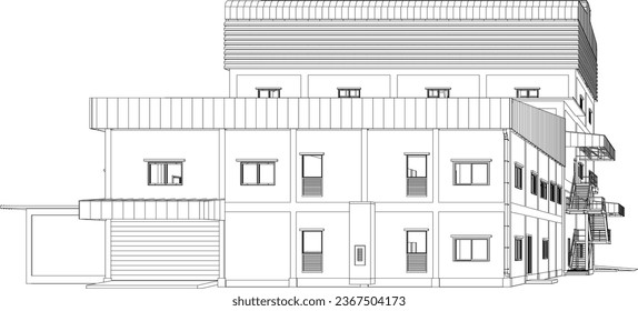 3D illustration of industrial building