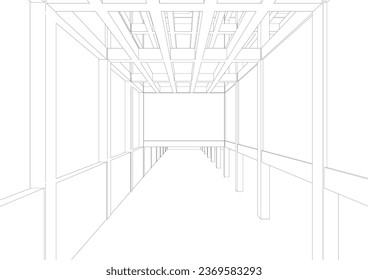 Ilustración 3D de la construcción industrial