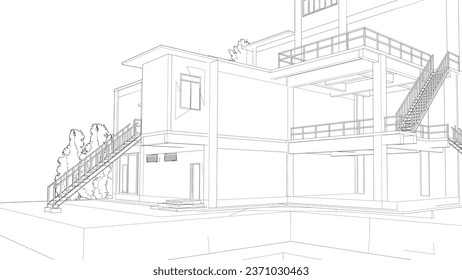 3D illustration of industrial building