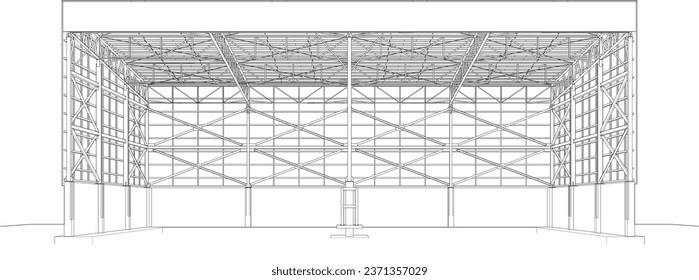 Ilustración 3D de la construcción industrial