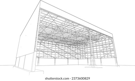 3D illustration of industrial building