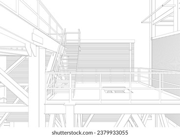 3D illustration of industrial building