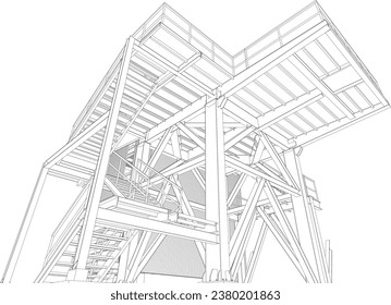 3D illustration of industrial building