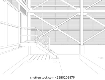 3D illustration of industrial building