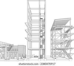 3D illustration of industrial building