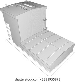 3D-Illustration des Industriegebäudes