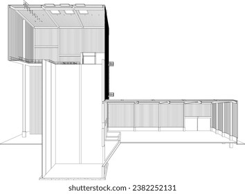 3D-Illustration des Industriegebäudes