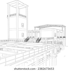 3D illustration of industrial building