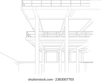 Ilustración 3D de la construcción industrial
