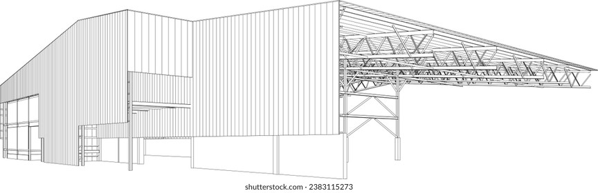 3D illustration of industrial building