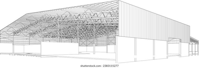 3D illustration of industrial building