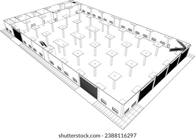 3D illustration of industrial building