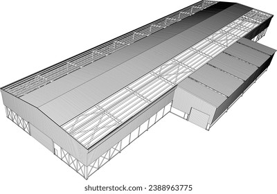 3D illustration of industrial building