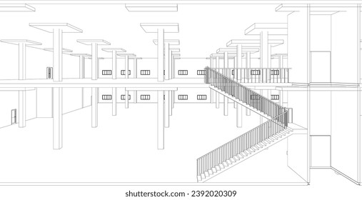 3D-Illustration des Industriegebäudes