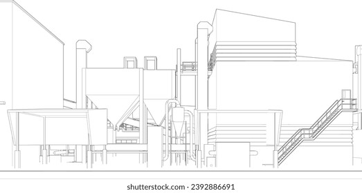 3D illustration of industrial building