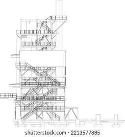 3D illustration of industrial project