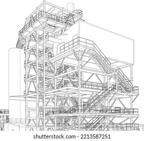 3D illustration of industrial project