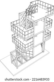 3D illustration of industrial project